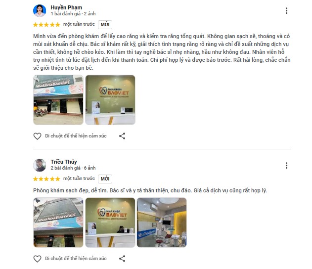 Khách hàng đánh giá tích cực về nha khoa