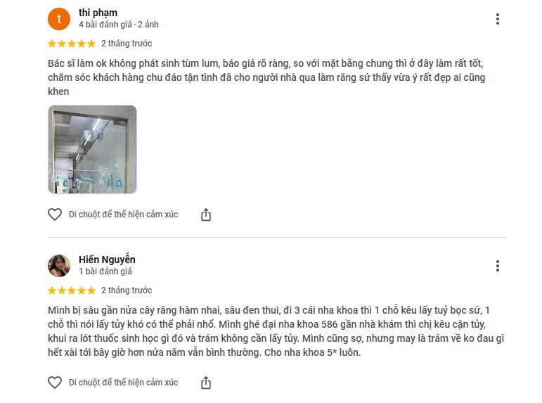 Review nha khoa ở Cái Răng nhiều lượt đánh giá từ người dùng Đánh giá của khách hàng về nha khoa 586