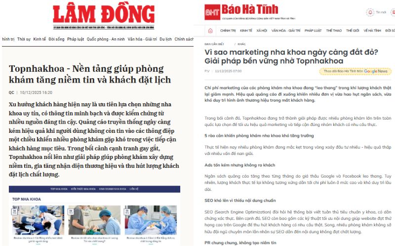 Giới thiệu Top Nha Khoa Báo chí đánh giá cao nền tảng Top Nha Khoa