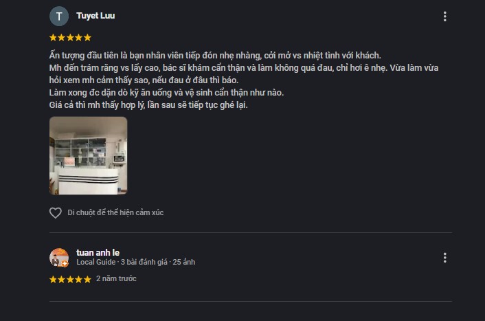 Review TOP nha khoa ở Hoàng Quốc Việt người dân tin chọn Đánh giá của khách hàng