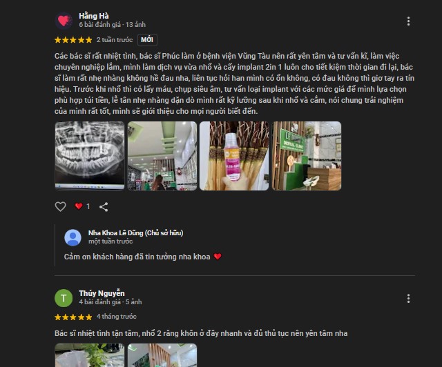 5 Nha khoa trồng răng sứ ở Vũng Tàu chất lượng đáng trải nghiệm Đánh giá của khách hàng