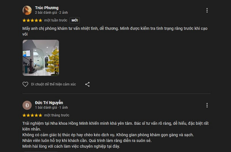 Review các nha khoa ở Bình Chánh được đánh giá tốt hiện nay Đánh giá của khách hàng