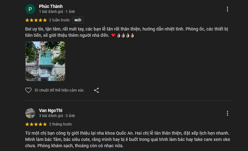 Gợi ý nha khoa ở quận 8 có dịch vụ tốt theo đánh giá thực tế Đánh giá của khách hàng