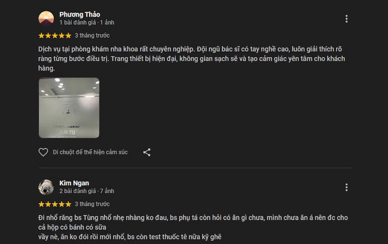 Gợi ý nha khoa ở quận 8 có dịch vụ tốt theo đánh giá thực tế Đánh giá của khách hàng