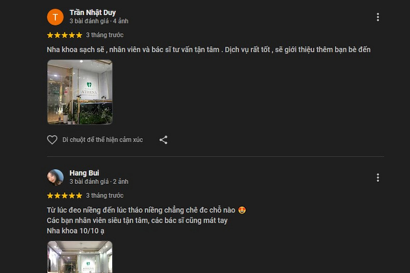 Gợi ý nha khoa ở quận Bình Tân uy tín có lượt đánh giá cao Đánh giá của khách hàng