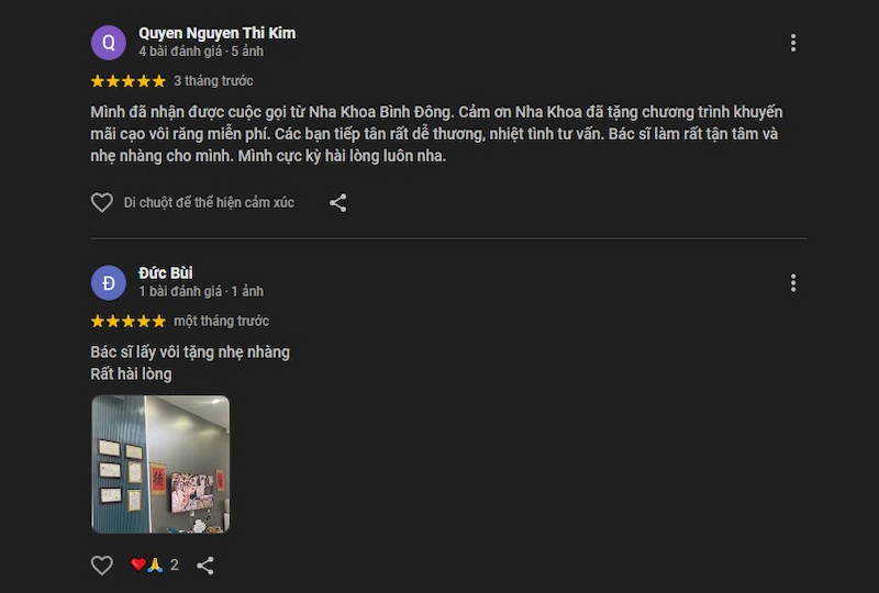 Review nha khoa ở quận Tân Bình được khách hàng tin chọn Đánh giá của khách hàng
