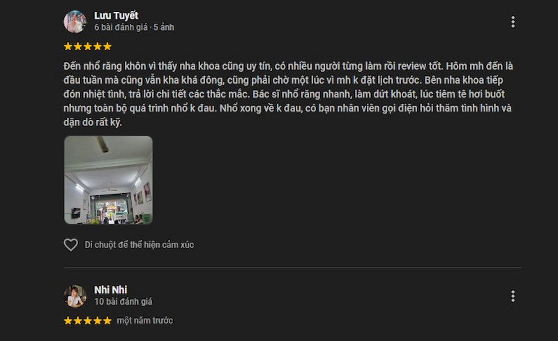 Review nha khoa ở quận Tân Bình được khách hàng tin chọn Đánh giá của khách hàng
