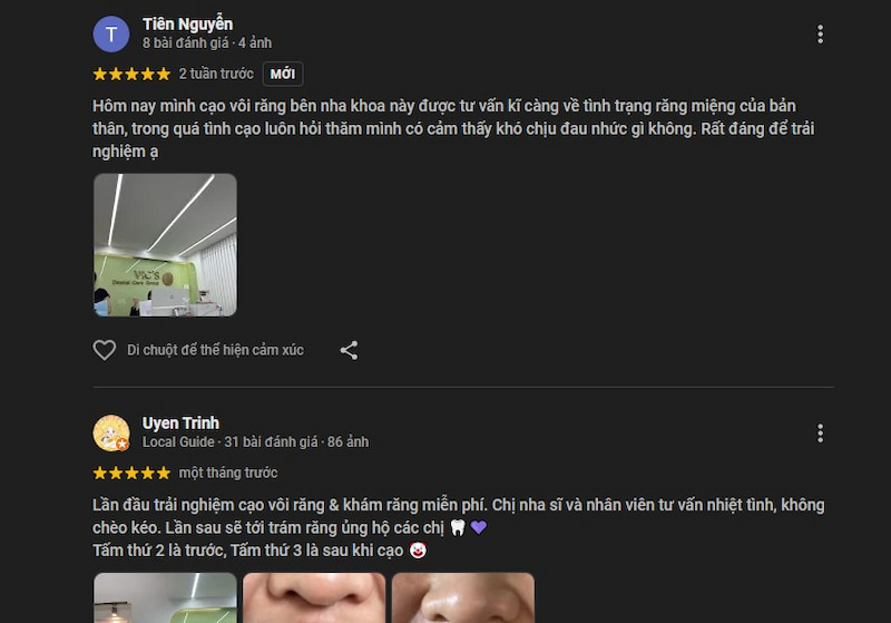 Review nha khoa ở quận Tân Bình được khách hàng tin chọn Đánh giá của khách hàng