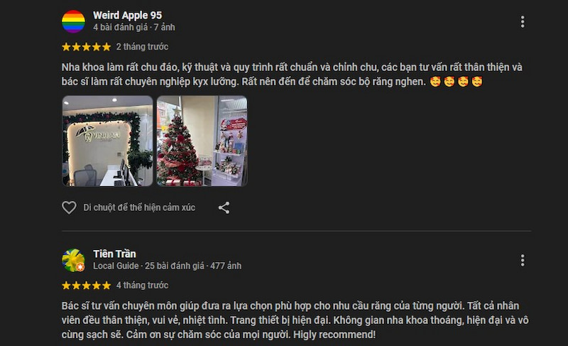 Review nha khoa ở quận Tân Bình được khách hàng tin chọn Đánh giá của khách hàng