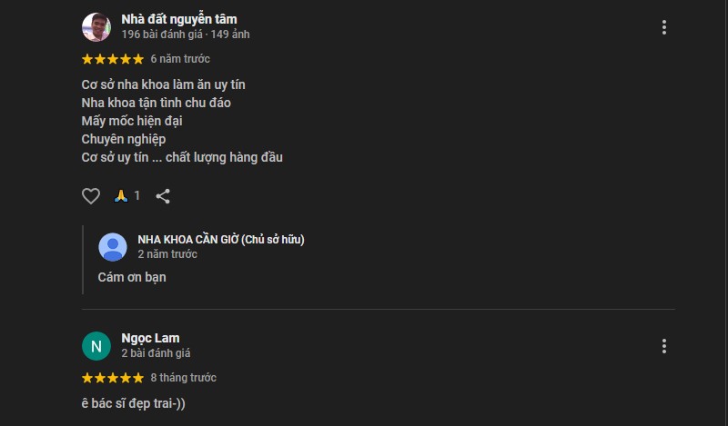 Điểm danh top nha khoa Cần Giờ uy tín dịch vụ chất lượng Đánh giá của khách hàng