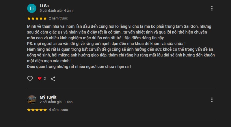 Điểm danh top nha khoa Cần Giờ uy tín dịch vụ chất lượng Đánh giá của khách hàng