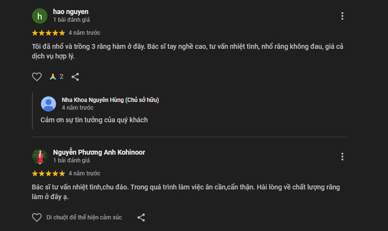 Gợi ý TOP 5 nha khoa ở Củ Chi cho người dân tham khảo Đánh giá của khách hàng