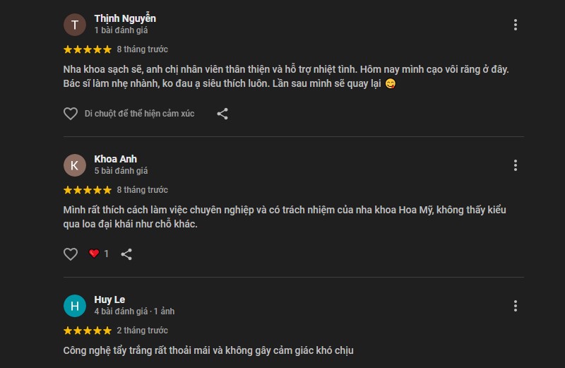 5 Nha khoa quận 11 được đánh giá cao về chuyên môn dịch vụ Đánh giá của khách hàng