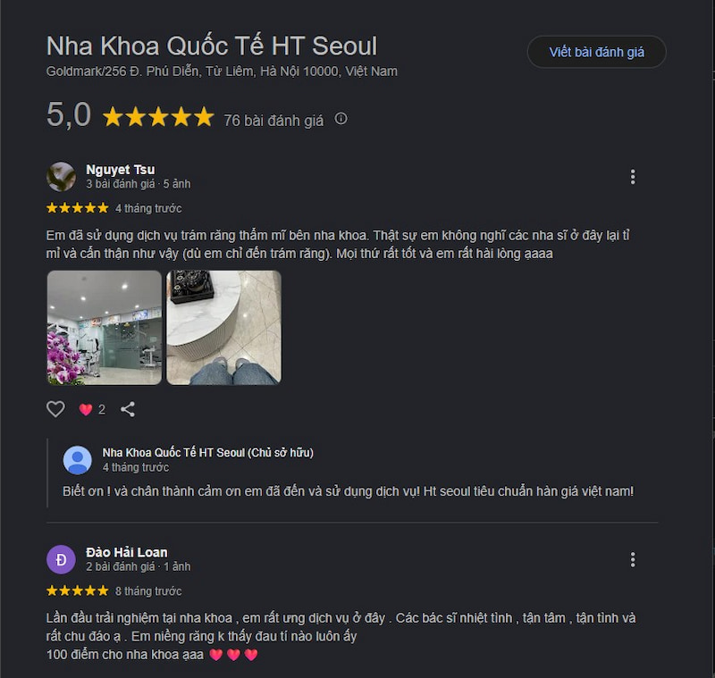Điểm danh các nha khoa ở Bắc Từ Liêm được đánh giá cao Đánh giá về nha khoa